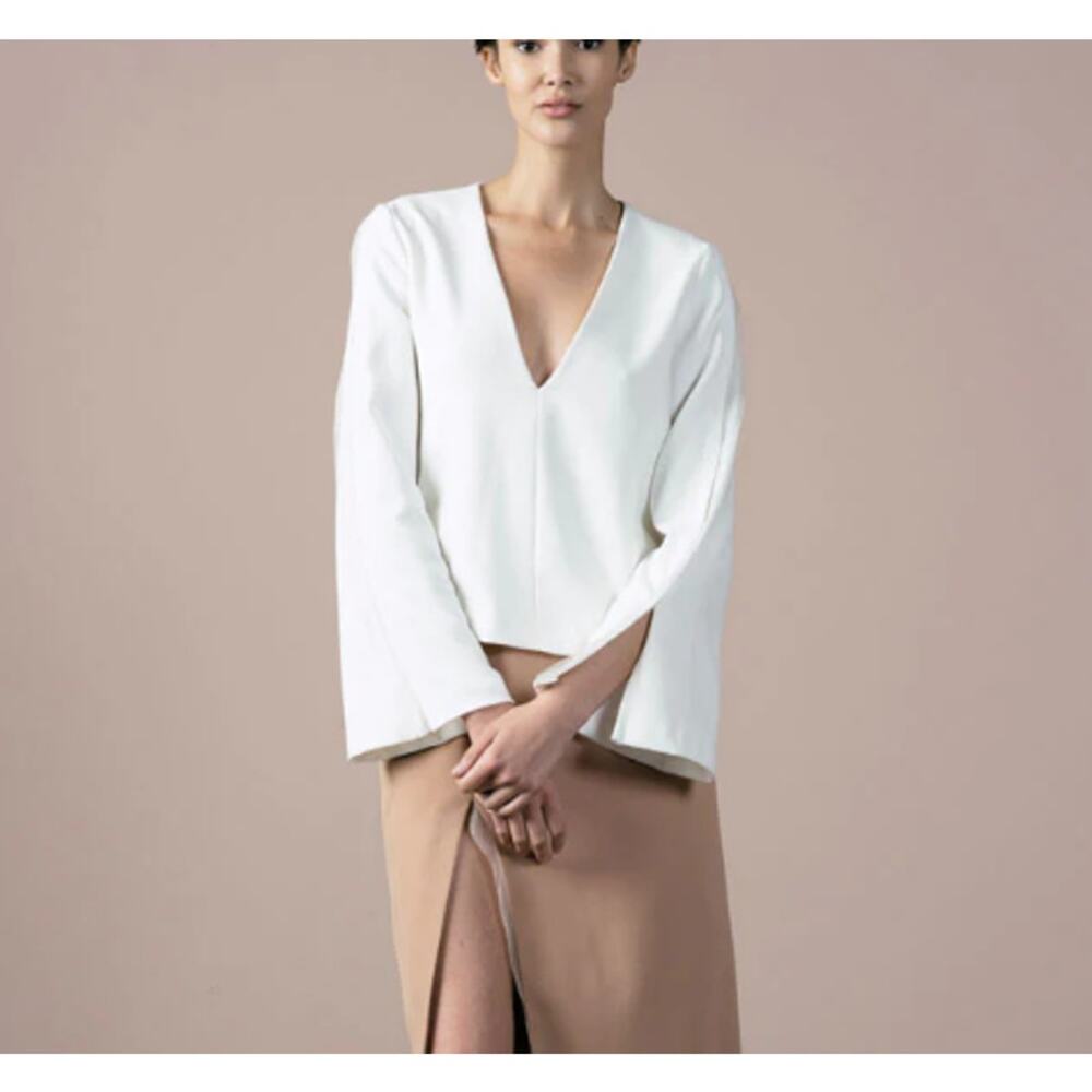 Elegant White V-Neck Blouse